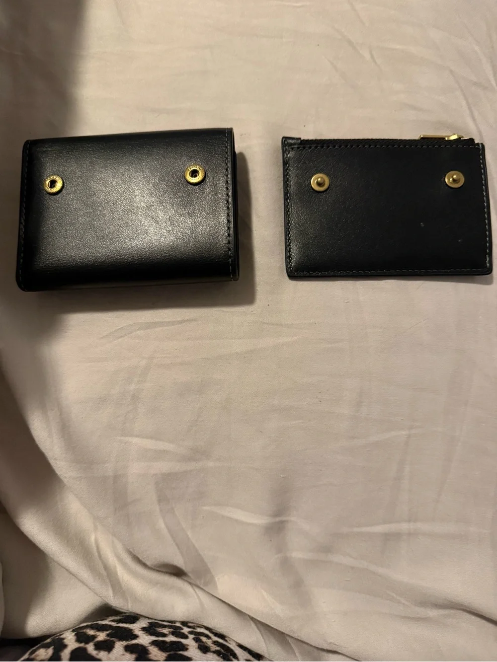 Coach Black Leather Compact Wallet with Gold 'C' Accent